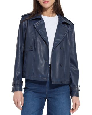 Evonne Faux Leather Cropped Trench Coat
