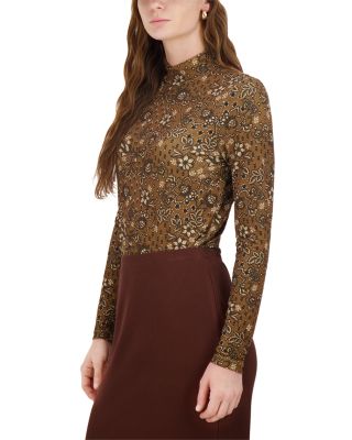 Printed Mock Neck Top 