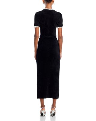 Black Chenille Knit Midi Dress