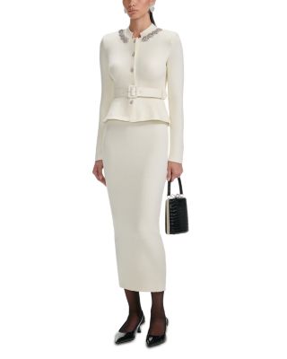 Wool Peplum Knit Midi Dress