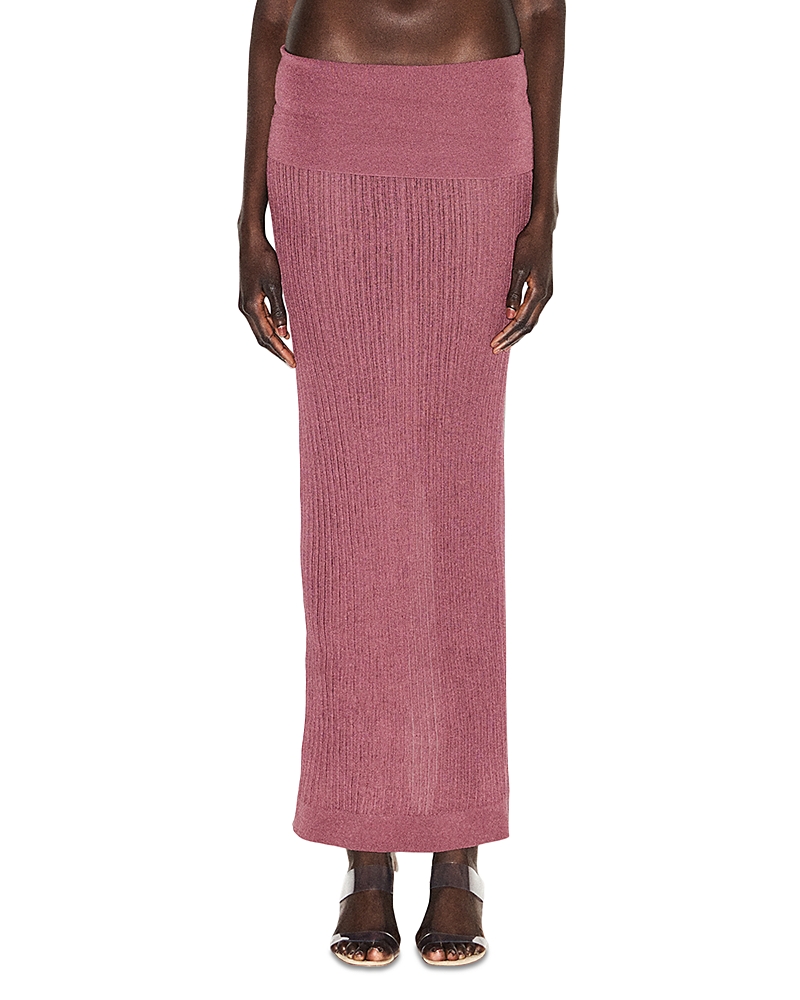 Skims Sheer Knit Foldover Maxi Skirt In Pink