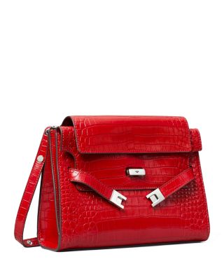 Lee Radziwill Croc Embossed Shoulder Bag