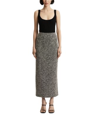 Boucle Jersey Tweed Tailored Midi Skirt