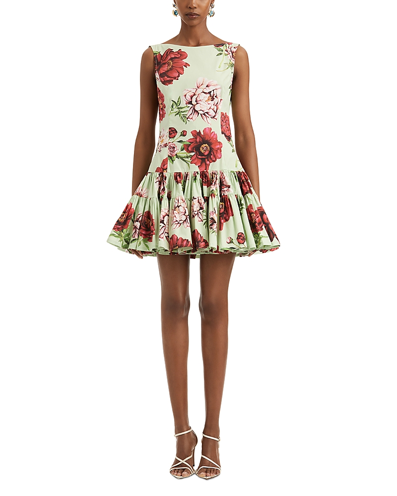 Oscar De La Renta Peony Print Sleeveless Dress In Multi