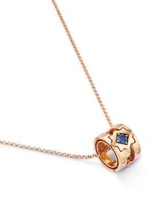 18K Rose Gold Diamond & Sapphire Navarra Rondelle Necklace, 18"