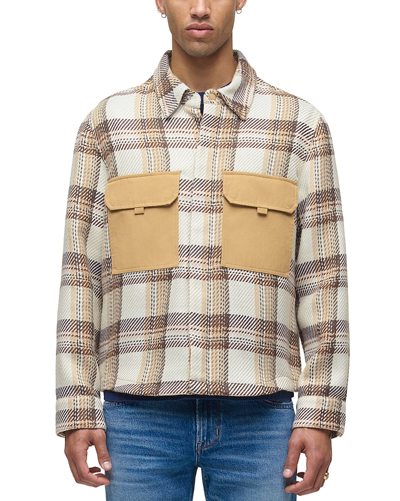Hudson Plaid Flap Pocket Button Shirt In Neutral