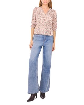 Floral Print Smocked Waist Top