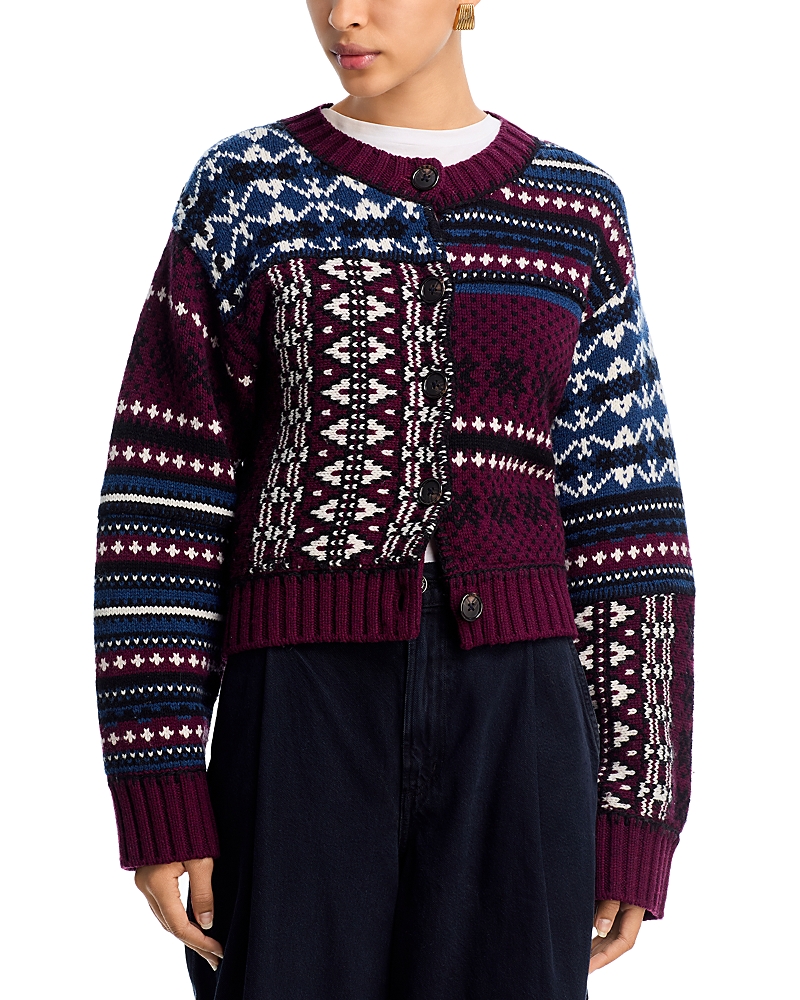 Sea Linea Paneled Fair Isle Merino Wool Cardigan In Multi