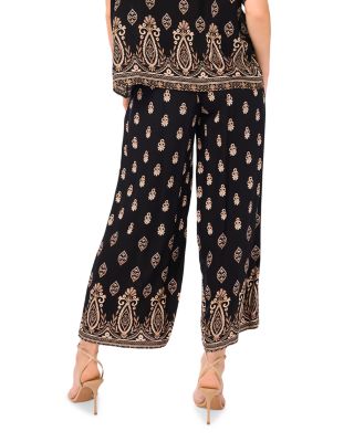 Printed Wide Leg Pull On Pants