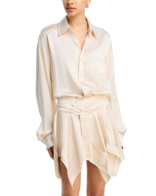 Silk Cut Off Double Shirt Dress