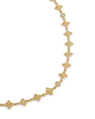 18K Yellow Gold Diamond Principessa Flower Necklace, 17"