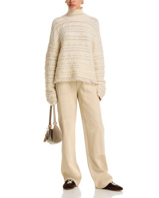 Wool & Cashmere Cropped Cable Turtleneck 