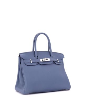 Birkin 30 Handbag Blue Togo with Palladium Hardware