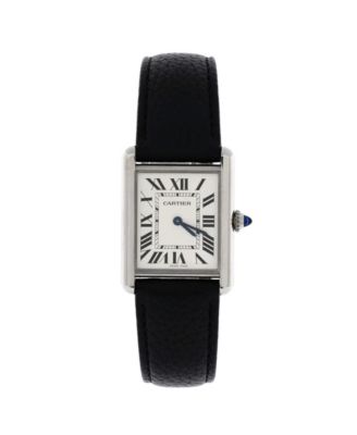 Pre-Owned Cartier - Must de Cartier Tank Quartz Watch in Stainless Steel and Leather 25mm