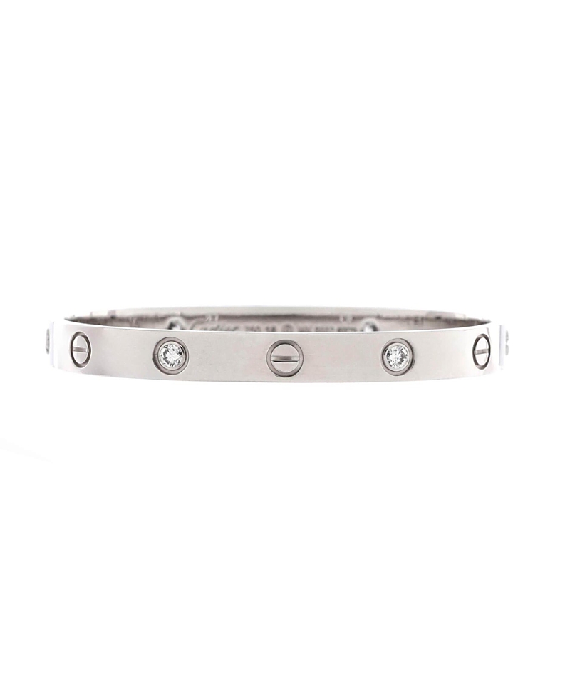 Pre-owned Pre-owned Cartier Cartier Love 4 Diamond Bracelet 18k White Gold And Diamonds
