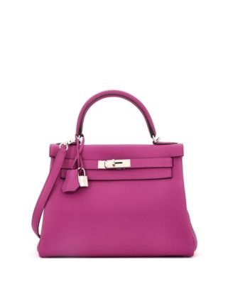 Pre-Owned HERMÈS - Kelly 28 Handbag Pink Togo with Palladium Hardware