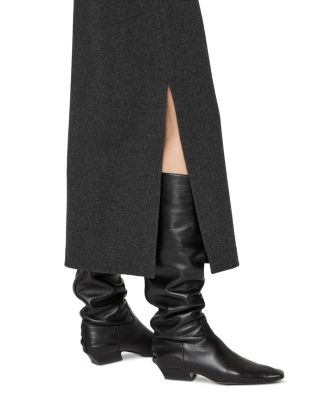 High Waisted Wool Blend Midi Skirt  