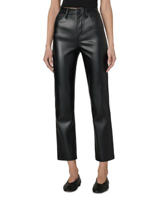 The Lyra Slim Faux Leather Jeans in Black