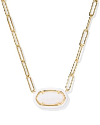Elisa Enamel Frame Paperclip Necklace, 15"-17"L