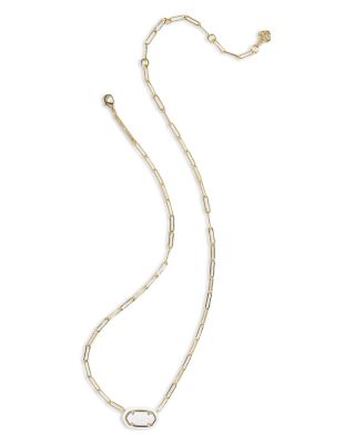 Elisa Enamel Frame Paperclip Necklace, 15"-17"L