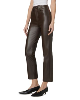 The Lyra Slim Faux Leather Jeans in Dark Chocolate
