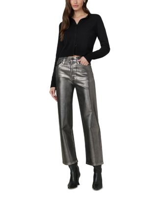 The Blake Cropped Wide Leg Jeans in Pewter Foil