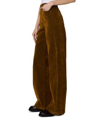 The Mia Wide Leg Flocked Jeans in Bronze Brown