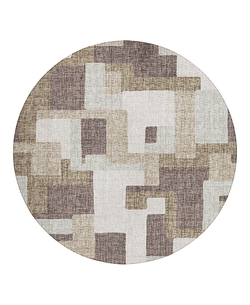 Dalyn Rug Company Dalyn Portico Washable Po3 Round Area Rug, 8' X 8' In Brown