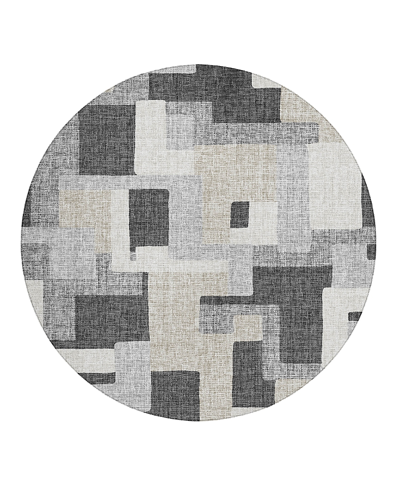 Dalyn Rug Company Dalyn Portico Washable Po3 Round Area Rug, 8' X 8' In Gray