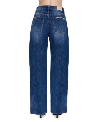 Tate High Rise Bowed Wide Leg Jeans in Fulton