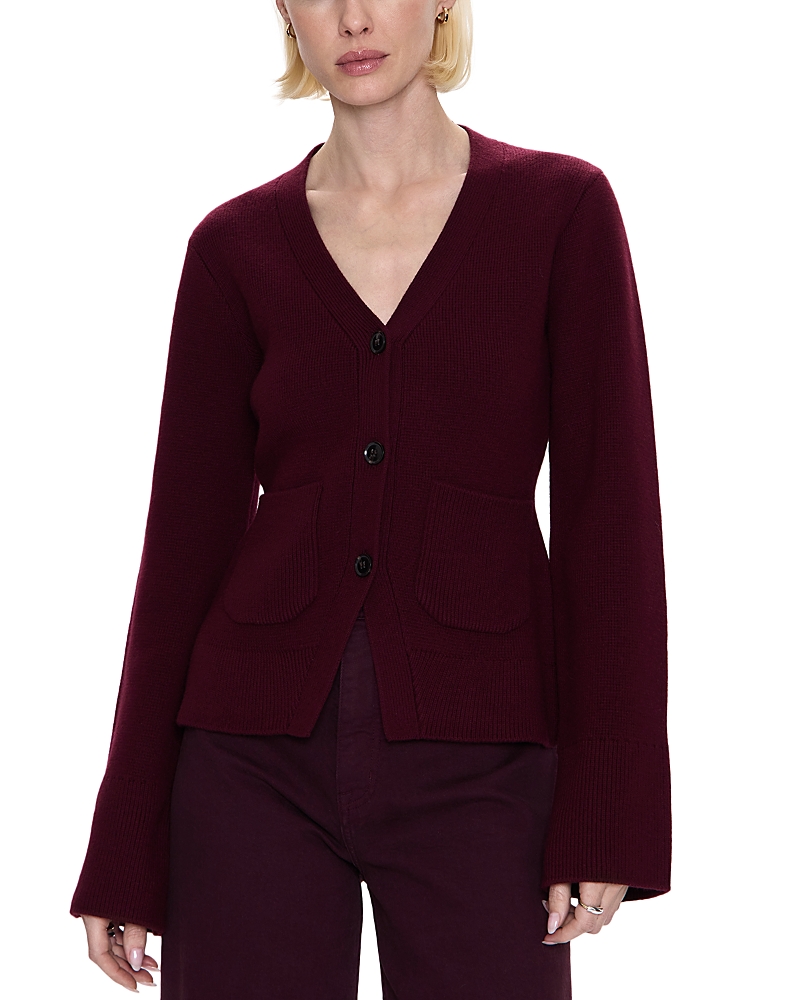 Pistola Aeron V Neck Cardigan In Claret