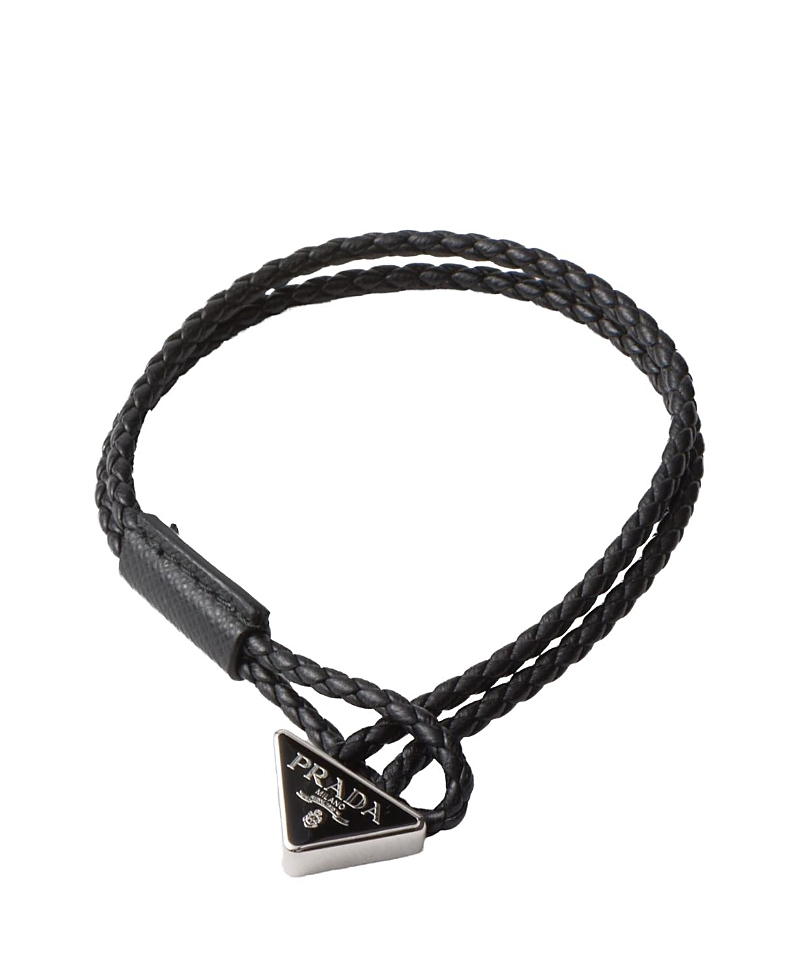 Prada Braided Nappa Leather Bracelet In Black