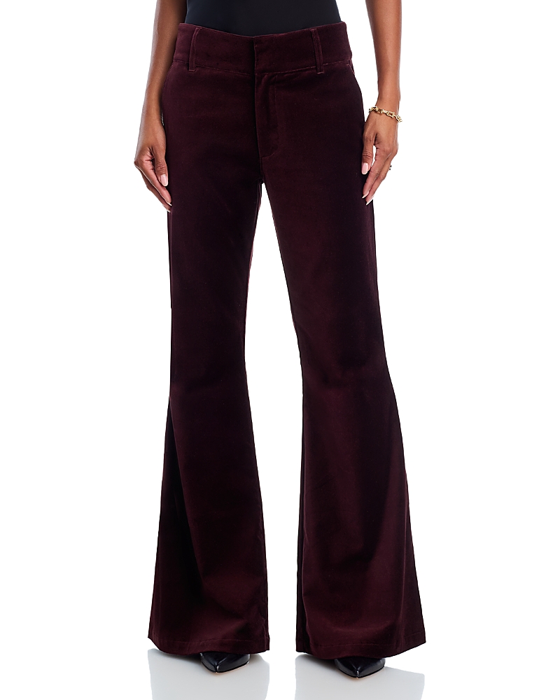 Paige Marlow Clean Front Velvet Flare Pants In Burgundy
