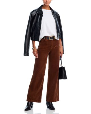 Paige Anessa Corduroy High Rise Jeans in Maple Brown