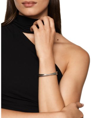 Crossover Two Row Cuff Bracelet in Sterling Silver, 10.7mm