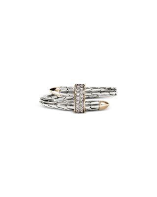 Sterling Silver & 14K Yellow Gold Diamond Spear Ring, 0.08 tcw