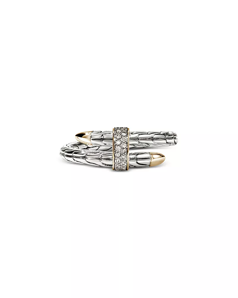 John Hardy Sterling Silver & 14K Yellow Gold Diamond Spear Ring, 0.08 tcw