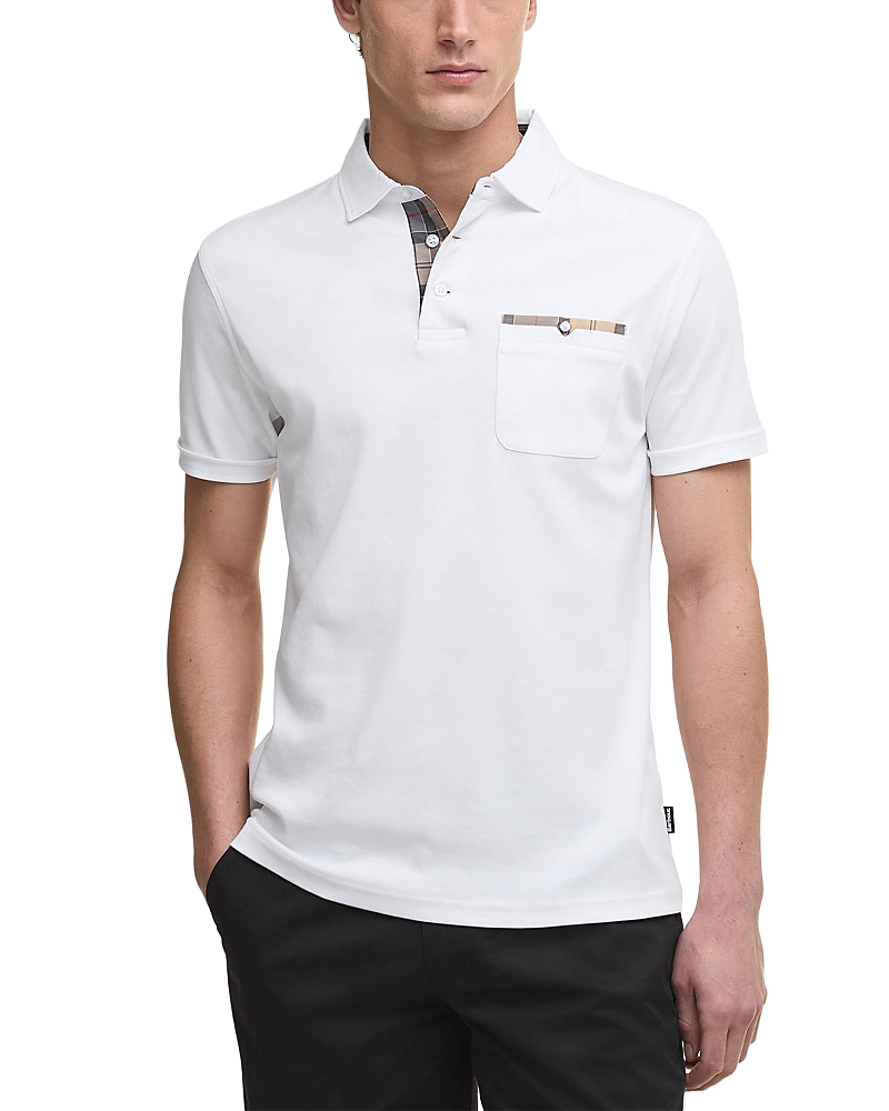 Barbour Premium Short Sleeve Cornpatch Polo Shirt In White
