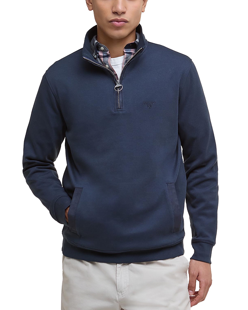 Barbour Lambeth Interlock Quarter-zip Sweatshirt In Blue