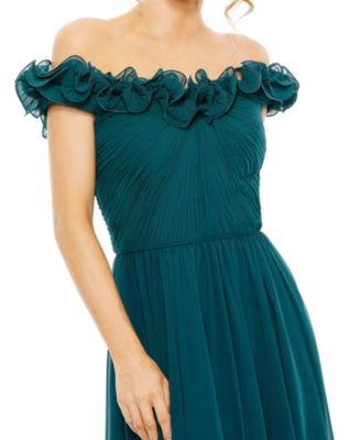 Ruched Off The Shoulder A Line Gown
