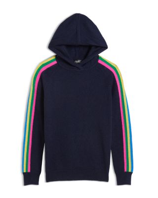 Girls' Knitted Hooded Striped Sleeve Cashmere Sweater, Big Kid - Exclusive