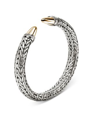 Sterling Silver & 14K Yellow Gold Diamond Spear 50 Flex Cuff, 0.25 tcw