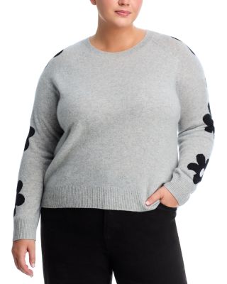 100% Cashmere Floral Sleeve Sweater - Exclusive