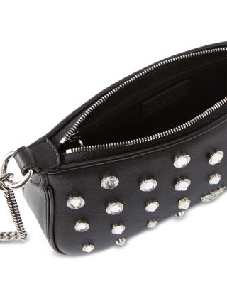 Leather Half Moon Baguette Shoulder Bag