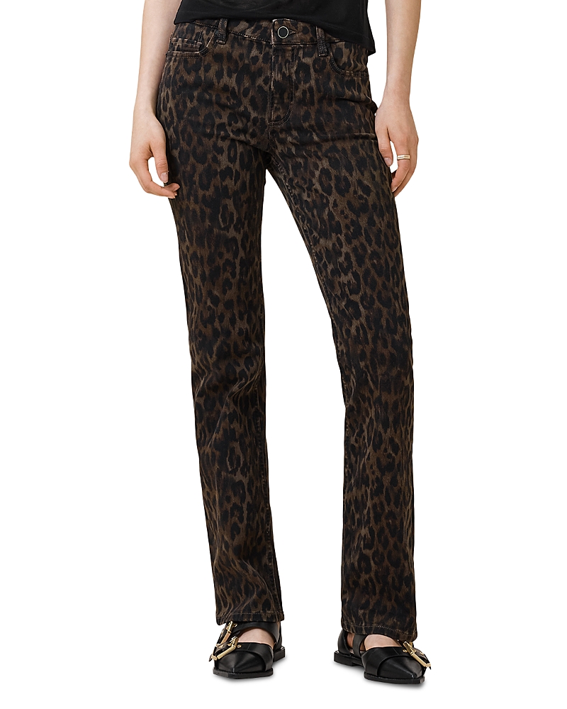 Allsaints Haldan Leopard Print Slim Bootcut Jeans In Multi