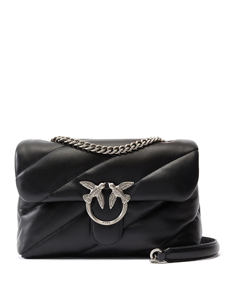 Pinko Big Love Bag Puff Maxi Quilt In Nero-old Silver