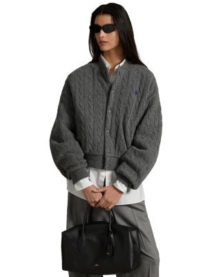 Cable Knit Wool Cashmere Bomber Jacket