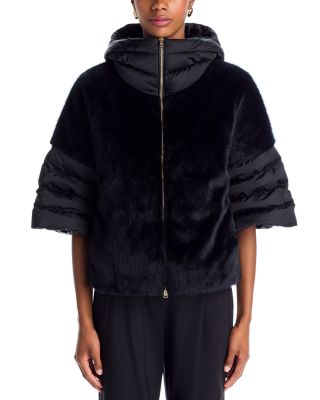 Satin Short Sleeve Faux Fur Jacket