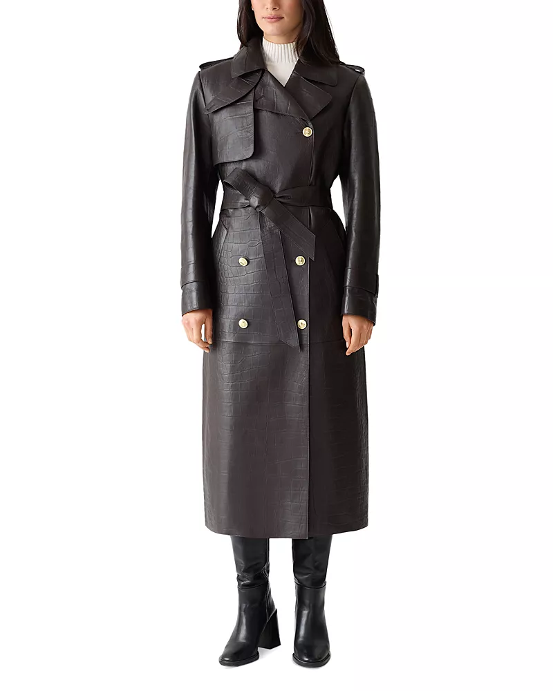 Mackage Gael Croc Embossed Trench Coat