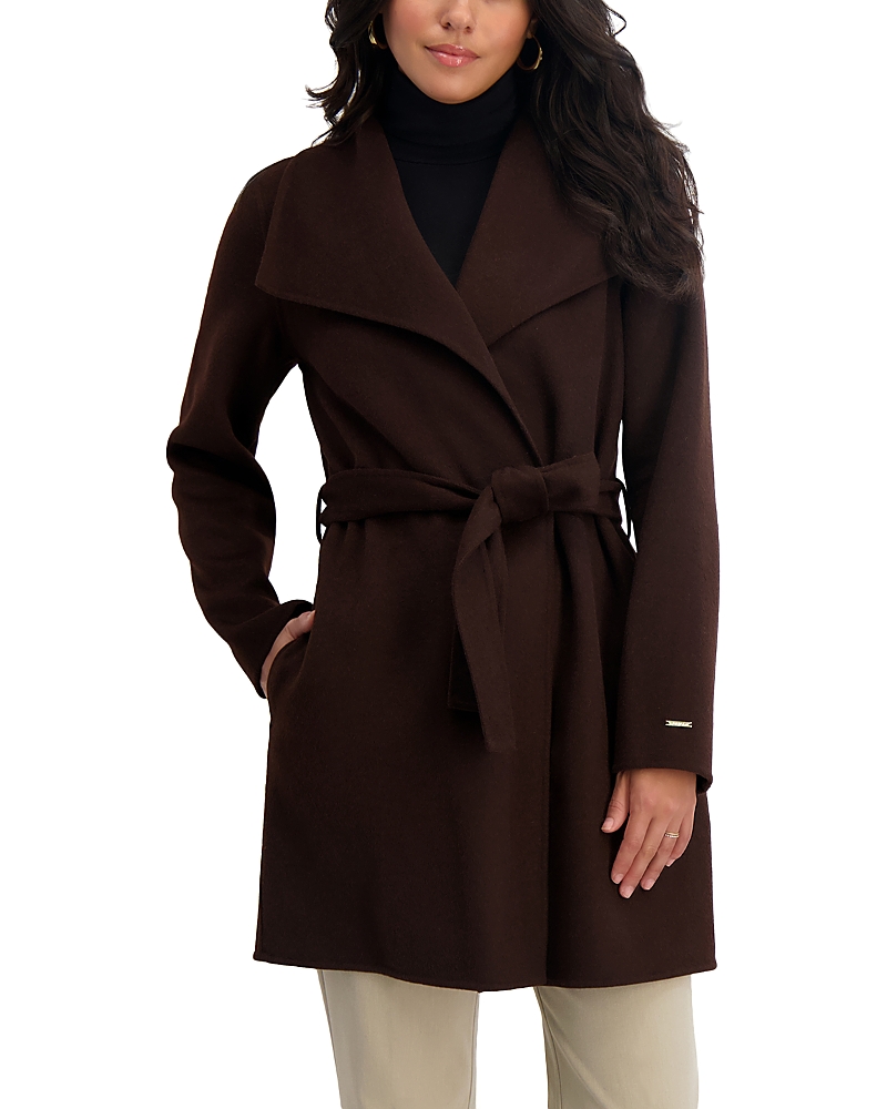 Tahari Ella Medium Wool-blend Coat In Brown